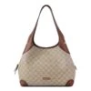 Eamon Large Shoulder Bag 1 Eamon Large Shoulder Bag -Nine West Shop NGG129123 BEIGELOGOMAHOGANYEAMON3COMPSHOULDERBAG RZ