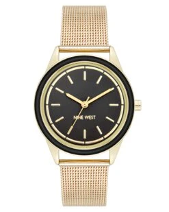 Mesh Bracelet Watch With Color Bezel