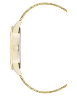 Mesh Bracelet Watch With Color Bezel -Nine West Shop NW 3088BKGB SIDE