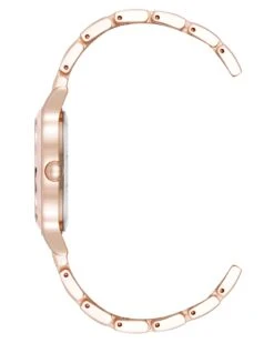 Textured Bezel Bracelet Watch -Nine West Shop NW 3124PKRG SIDE