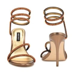 Nine West Maskil Ankle Wrap Heeled Sandals 10 Nine West Maskil Ankle Wrap Heeled Sandals -Nine West Shop PG.WNMASKIL2 GOL01.FB
